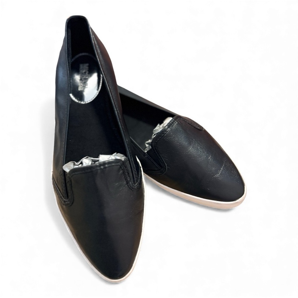 Michael Kors Olive Leather Slip On Sneaker Black SZ9 - Picture 3 of 8